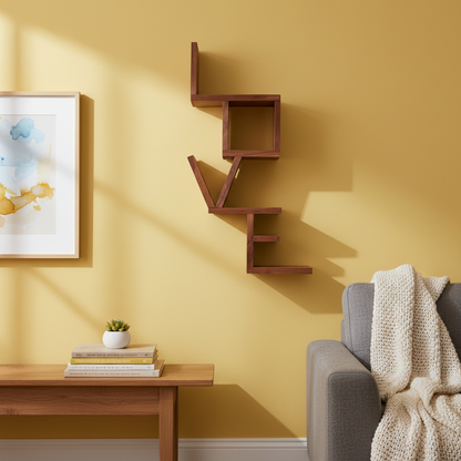 The LOVE Cherry Wall Shelf handcrafted wood product