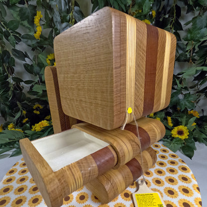 Wooden jewelry box with a floral background