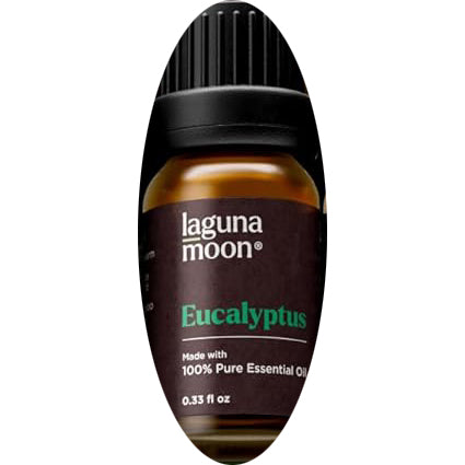 Laguna Moon Eucalyptus essential oil bottle with dark brown label