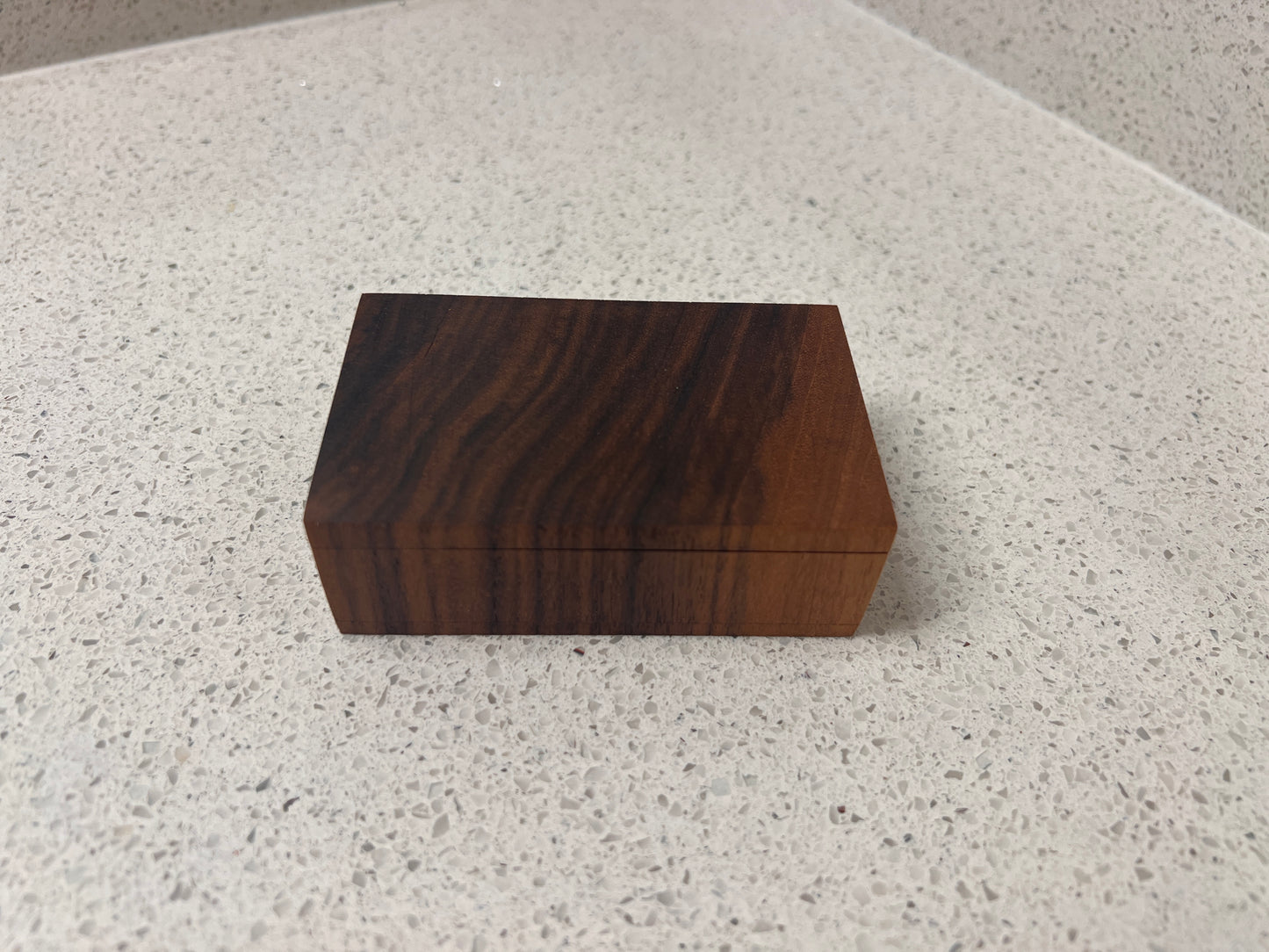 FLOZERZ! black walnut floss pick box, lid closed
