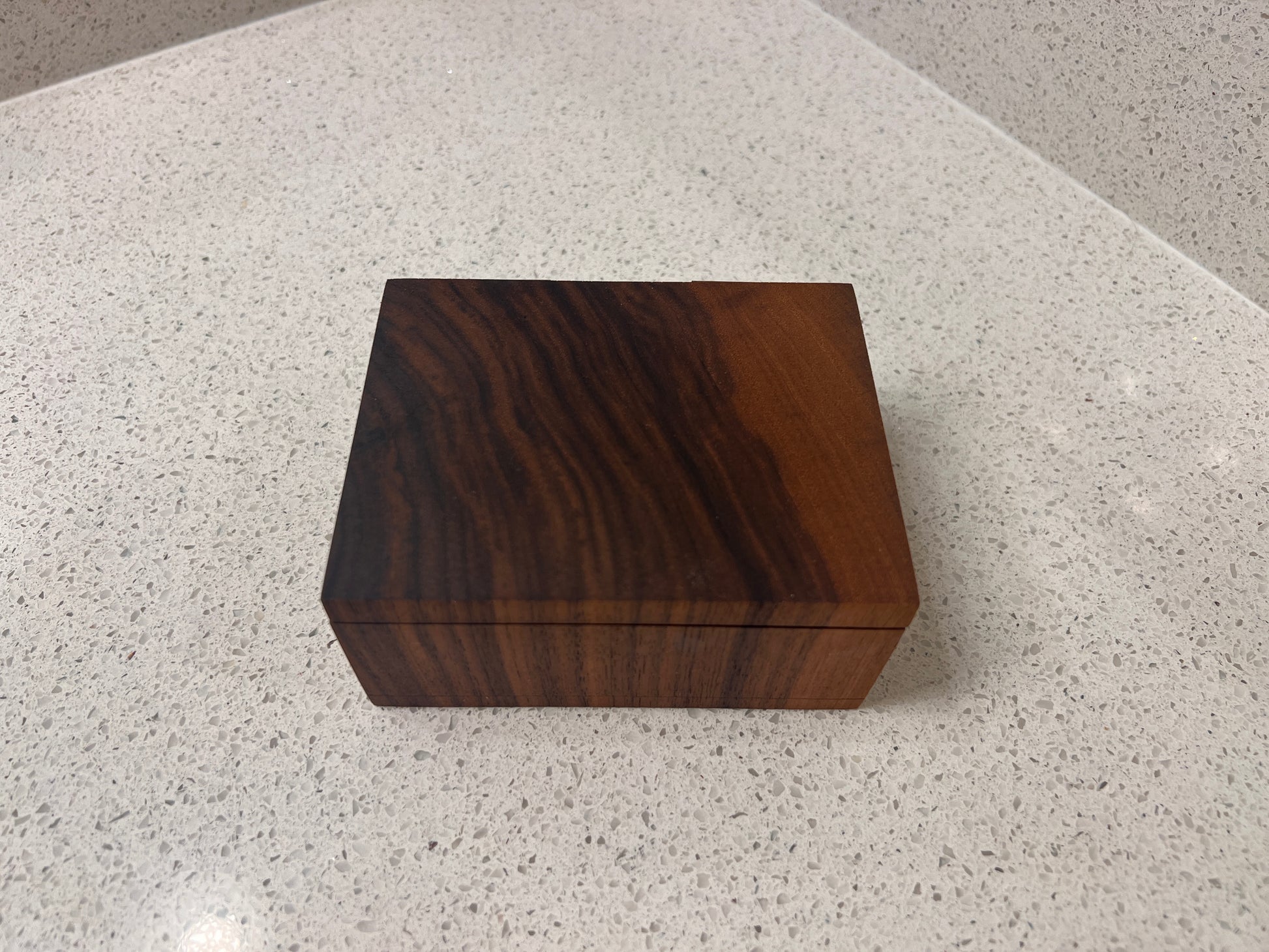 EARZ! black walnut cotton swab box, lid closed