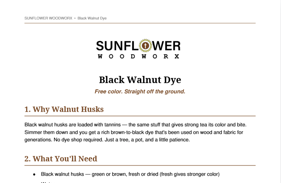 Black Walnut Dye — Recipe & Guide