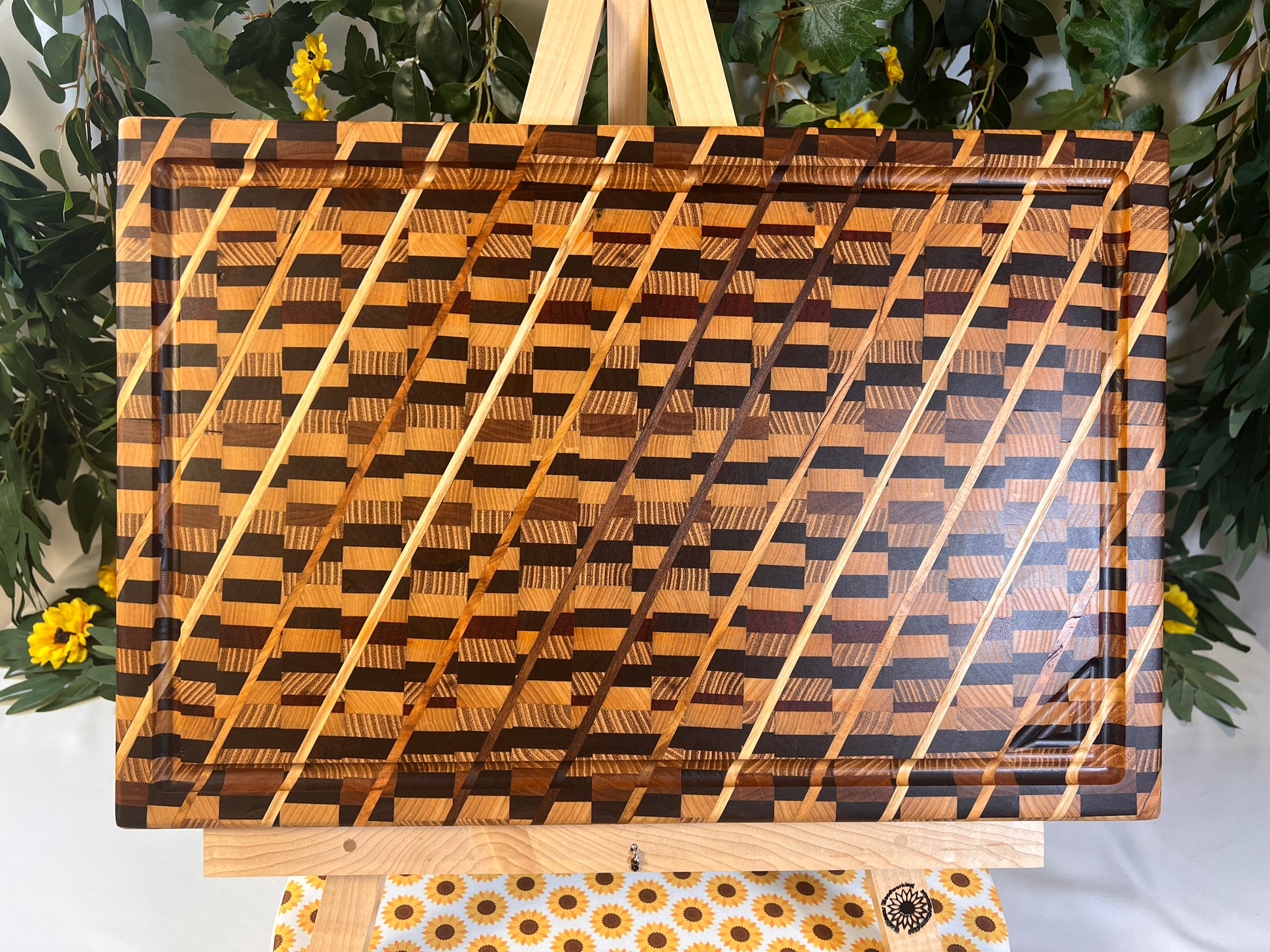 The Ugliest Cutting Board, top view on easel